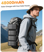 Meilleure vente en Europe : Batterie externe solaire pliable et étanche 30000mAh avec chargeur sans fil rapide PD et 4 câbles, portable 20000mAh