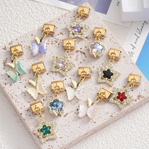 Fashion Charm <b>Bracelet</b> Gold Zinc Alloy <b>Crystal</b> Rhinestone Butterfly Star DIY Pendant Women's Gift Jewelry Accessory - Product Image 2