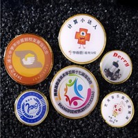 Badge personnalisé sur mesure, rond, plaqué or, en métal, 30 mm, 40 mm, 50 mm de diamètre, avec logo imprimé et revêtement époxy en relief sur le dessus