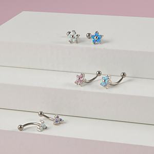 Opale sourcil lèvre anneau Zircon coeur fleur courbé haltère Snug Daith Helix Rook Bar bijoux fil interne Piercing boucles d'oreilles - Product Image 3