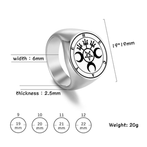 R070 Hecate Sigil diosa noche Luna fantasmas nigromancia hechicería bruja Wicca amuleto talismán grabado con láser anillos de acero inoxidable - Product Image 4
