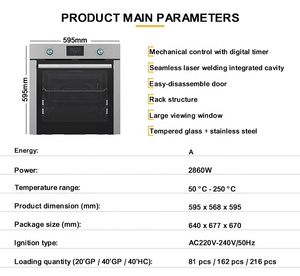 74L 60cm Single Wall Oven Stainless Steel Built-In Appliance for Household Baking Cake Making Direct Manufacturer - Product Image 2