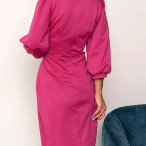 เดรสลำลองผู้หญิงแบบมิดิ คอกลม แขนยาว ทรงเข้ารูป ผ้าโพลีเอสเตอร์ คุณภาพสูง รับผลิตตามสั่งขายส่ง OEM ดีไซน์เรียบง่าย - Product Image 6