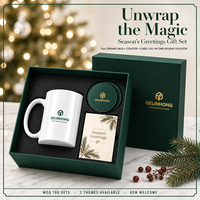Coffrets cadeaux de tasses à café en céramique avec logo personnalisé, sous-verres en PU, carte de vœux, cadeau d'entreprise pour Noël, Nouvel An, fête des employés, coffret cadeau de fin d'année