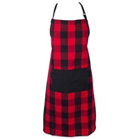 Décor de noël tissu de coton réglable noir blanc à carreaux de buffle rouge noir à carreaux tablier de cuisine avec grande poche