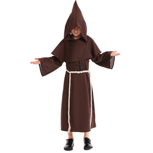 Costume de cosplay de rôle de <span class=keywords><strong>moine</strong></span> garçon pasteur brun et <span class=keywords><strong>noir</strong></span> pour enfants unisexe pour le commerce extérieur, Halloween - Product Image 5