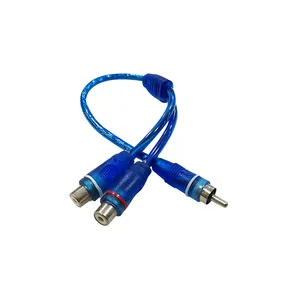 Hot sale factory direct one male plug to couple 2 rca audio cable car signal wire for car amplifier