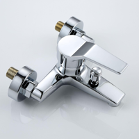 Robinet de douche mural thermostatique à 3 trous en laiton poli, avec finition chromée, pour eau chaude et froide