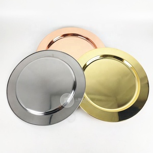 Ventes chaudes, plaques de charge rondes en acier inoxydable de 13 pouces, or rose, argent, miroir, <span class=keywords><strong>pour</strong></span> mariage - Product Image 6
