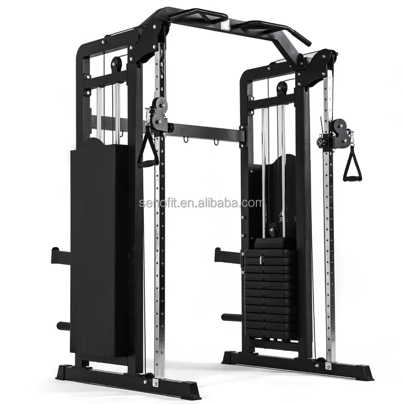 Çift kablo Crossover makinesi ticari çok spor salonu Squat çerçevesi eğitim Fitness ekipmanları ağırlık plakası ile