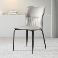 Chaise de salle à manger moderne en cuir PU, chaise ergonomique à dossier haut avec pieds en métal courbés