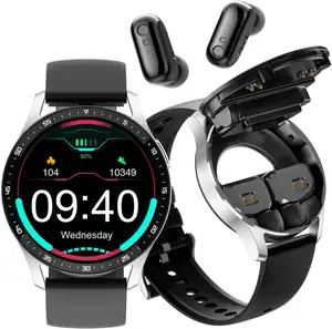 IP67 Waterproof Ultrathin 2 in 1 Smart watch with Earbuds Wireless Earphones Alloy 1.32inch Multi Sport Mode iOS Android