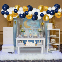 Nouveau Kit Guirlande de Ballons Bleu Marine et Or, Ballons Confettis Bleus, Argentés et Blancs pour Remise de Diplôme, Anniversaire, Baby Shower, Mariage - Vente Flash