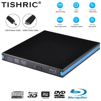 TISHRIC External Bluray Drive Writer Reader Blu-Ray Burner Player USB 3,0 CD DVD para Windows MacBook Laptop Desktop