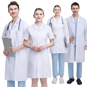 Bata de Laboratorio Médica de Manga Larga, Uniforme Médico, Bata de Trabajo Blanca al por Mayor, Mezcla de Algodón y Poliéster Cómoda para Hospital - Product Image 3