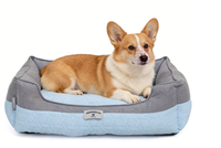 Yangyangpet Luxuriöses Samt-Hundebett mit Abnehmbarem Waschbarem Bezug, Polyurethan-Schaumstoff-Füllung, Dreieckige Form, Solides Cartoon-Design