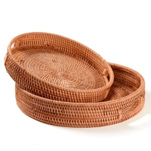 JN JN4050 Keranjang Penyimpanan Multifungsi Anyaman Rotan Alami Ramah Lingkungan, Nampan Buah, Wadah Permen, Buah Kering, Untuk Penggunaan di Rumah dan Kantor - Product Image 4