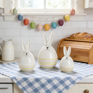 Ensemble de <span class=keywords><strong>d</strong></span>écoration en céramique pour Pâques - Œufs et lapins - <span class=keywords><strong>D</strong></span>écoration de table en <span class=keywords><strong>d</strong></span>écoupes pastel - Product Image 4