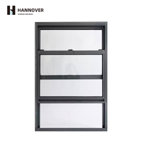 Ventanas colgantes de aluminio de alta durabilidad HANNOVER, diseño de parrilla hermético, impermeable, ventana colgada individual con pantalla
