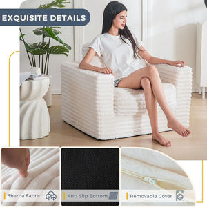 Canapé pliable compressible en boîte, fauteuil paresseux individuel surdimensionné blanc confortable sans structure pour chambre à coucher - Product Image 4
