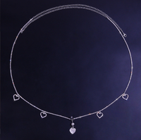 QIFEI Accessoires très demandés : Chaîne de nombril entièrement sertie de diamants, Chaîne de nombril en strass motif cœur, Chaîne de taille