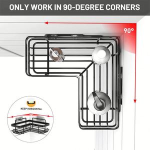 Lot de 2/3/4/5 étagères de douche adhésives en acier inoxydable sans perçage, organisateur de rangement d'angle, support de douche à suspendre sur la porte - Product Image 4