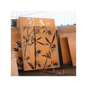 Q355NH Weathering Steel Plate Cut Bamboo Design Landscape Art Panel Outdoor <b>Decorative</b> <b>Screen</b> - Product Image 1