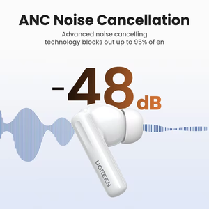 หูฟังไร้สาย UGREEN WS200 HiTune T6 ANC TWS พร้อมระบบตัดเสียงรบกวนแบบแอคทีฟ กันน้ำระดับ IPX5 บลูทูธ <span class=keywords><strong>5.3</strong></span> สำหรับ <span class=keywords><strong>iPhone</strong></span> 16 - Product Image 2