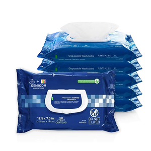 OEM Private Label 50 unités <span class=keywords><strong>Lingettes</strong></span> humides <span class=keywords><strong>déodorantes</strong></span> jetables naturelles organiques non tissées pour le nettoyage du corps <span class=keywords><strong>Lingettes</strong></span> à l'aloe vera de grande taille pour adultes - Product Image 1