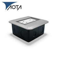 Tomacorriente de Suelo Autoconectable de Acero Inoxidable IP44 con Tapa Deslizante Oculta, 2 Salidas, 10A, 110-240V, Enchufe AU, para Uso en Oficina