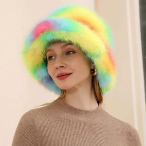 Wholesale Custom Faux Fur Women's Bucket Hat Plush Fisherman <b>Cap</b> <b>Winter</b> Warm Fluffy Fuzzy Furry Fishing Travel Sunshade - Product Image 3