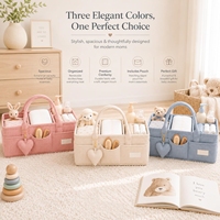 Panier de rangement pour couches douces, organiseur de couches pour bébé avec pochette zippée, organiseur de rangement pour la crèche, pour les essentiels du nouveau-né