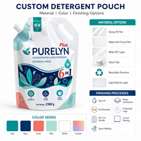 Pochette sur mesure réutilisable robuste à fond plat grande capacité anti-fuite écologique pour emballage de détergent liquide