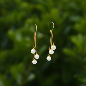 Pendientes de Perlas de Acero Inoxidable 316L con Baño de Oro PVD, Resistentes y Sostenibles, Estilo Colgante - Product Image 3