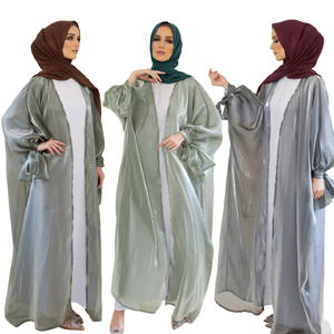 M226 #   Abaya de Boda Musulmana de Oriente Medio, de Poliéster, Larga hasta el Suelo, con Cordones y Lazo, en Seis Colores - Product Image 1