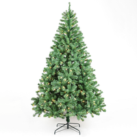 Árbol de Navidad Artificial de Cedro Ecológico de Alta Calidad con Pantalla LED, Luces Cálidas Multicolores y Base Sencilla