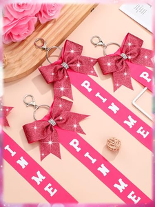 Porte-clés personnalisé avec logo d'usine, ruban scintillant, strass et nœud pour l'esprit d'équipe scolaire et les cadeaux sportifs - Product Image 4