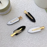 Pinces à Cheveux Anti-Plis QianJin Personnalisables avec LOGO, Barrette Plate Bec de Canard Sans Trace Blanches et Noires pour Maquillage, en Acétate et Sans Pliures