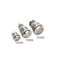 Interrupteur à bouton poussoir LED étanche 20A 16MM/19MM/22MM Momentané à réinitialisation automatique / à verrouillage automatique IP65 Interrupteur à bouton métallique