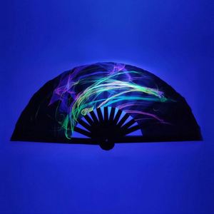 Luxury <b>Large</b> Custom Printed Big Fluorescence UV Bamboo Hand <b>Fan</b> - Product Image 3