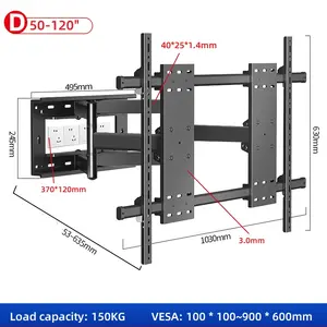 HILLPORT TV Wall Mount Bracket 50-120 Inch Super Stable Ideal TV Holder For Full Motion Wall Mounting D10