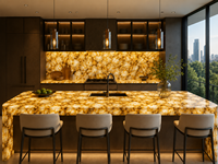 Dalles polies en quartz jaune naturel, pierre semi-précieuse, coupées sur mesure, pour comptoirs de réception, tables d'appoint et séparateurs de pièce