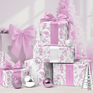 Papier cadeau vintage français rose à motifs floraux doux pour l'emballage de bouquets de mariage ou d'anniversaire pour filles - Product Image 2