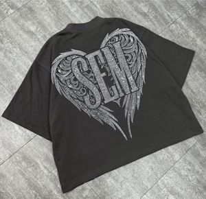 T-shirt en coton surdimensionné personnalisé pour l'été, 220 g/m², streetwear hip-hop, imprimé avec des strass, graphisme personnalisable - Product Image 4