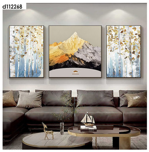 Cuadro decorativo de pared <span class=keywords><strong>con</strong></span> textura de pintura al óleo de paisaje, <span class=keywords><strong>con</strong></span> textura de cuero impresa en UV estereoscópica en 3D. - Product Image 2