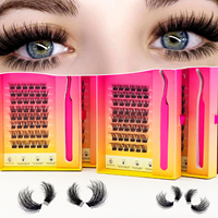 Faux cils personnalisables en cheveux synthétiques de luxe végétaliens, brillants, auto-adhésifs, réutilisables, sans cruauté, pour maquillage DIY en grappe