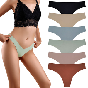 Tanga sin costuras para mujer, pantalones brasileños transpirables de <span class=keywords><strong>alta</strong></span> elasticidad, lencería fina de seda helada, bragas de <span class=keywords><strong>bikini</strong></span> de cintura baja - Product Image 1