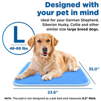 Tapis rafraîchissant pour animaux de compagnie - Grand, bleu - Tapis auto-rafraîchissant activé par la pression pour chiens et chats de 46 à 80 lb - Gel non toxique, pas d'eau nécessaire
