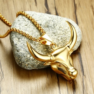 Fashion Bull Head Bone Pendants Stainless Steel Men Hip Hop Necklace Jewelry - Product Image 3
