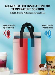 Thermal Food Delivery <b>Cooler</b> Bag Insulated Non Woven Tote for Cold Drink and Picnic Distribution with Aluminum Foil - Product Image 4